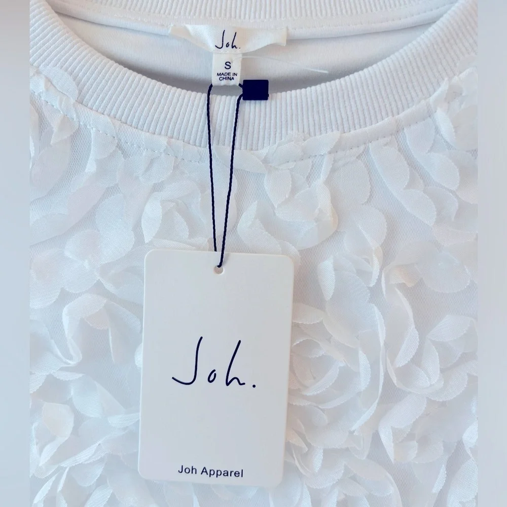 💕 Joh Apparel Raquel Top with Lace Flower Swirls white Cotton Size S - Picture 4 of 10